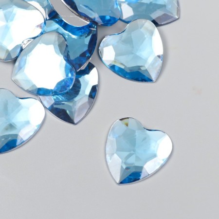 Decor for creativity plastic "Rhinestones heart. Light blue" set of 30 pcs 2.5x2.5 cm