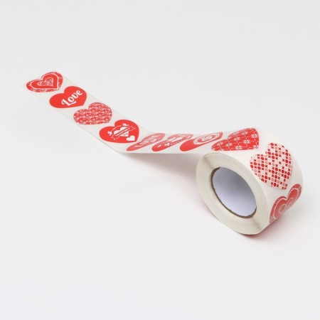 Stickers in the roll "Love You", 500 pcs, 3.8 x 3.8 cm