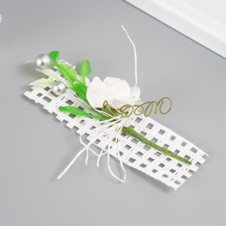 Decorative bouquet "rose" 5x9 cm, white-1