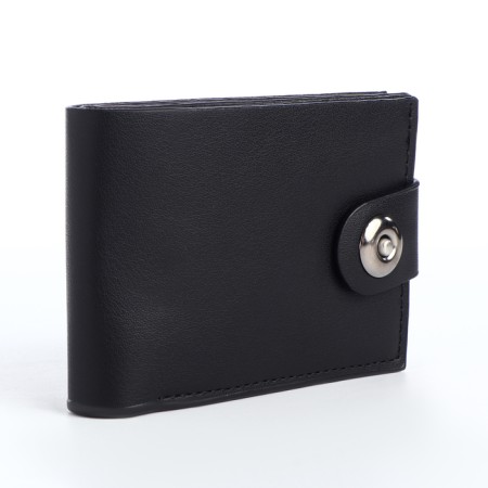 Men's purse on a magnet, a department for cards, coins, black color-1