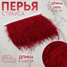 Braid with ostrich feathers, 8-10 cm, 5 ± 0.5 m, burgundy color