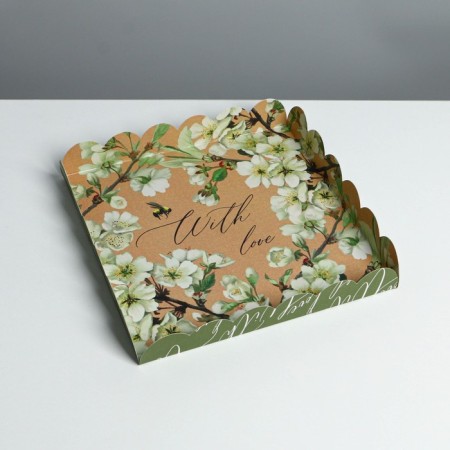 Cookie box, confectionery packaging with PVC lid, "bee", 21 x 21 x 3 cm-2