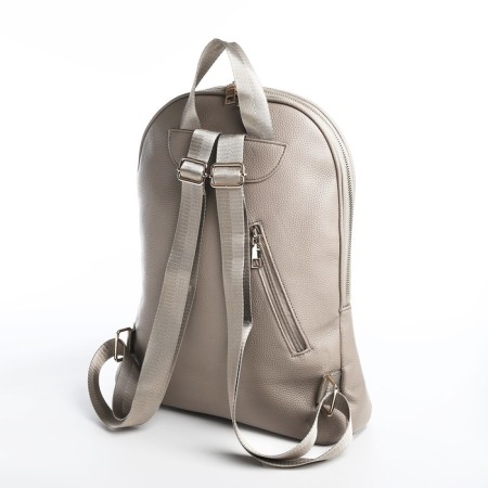 Women's backpack made of artificial leather with lightning, 2 pockets, beige color-2