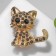 Brooch "cat" charming, black-gray color in gold