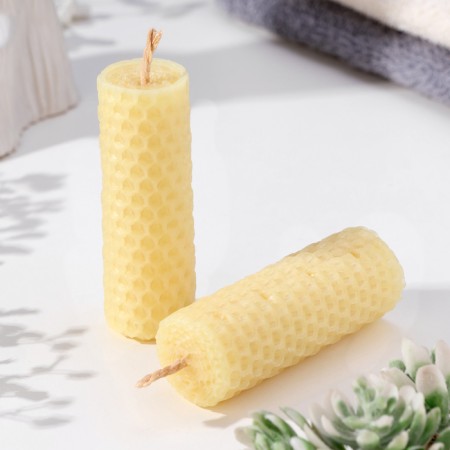 A set of candles from honey wax, 8 cm, 2 pcs