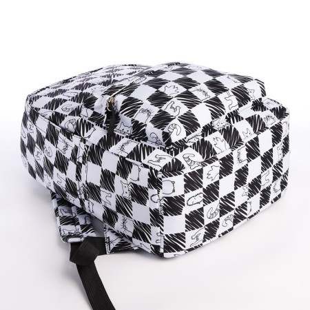School backpack from textiles with a zipper, 4 pockets, black/white color-6