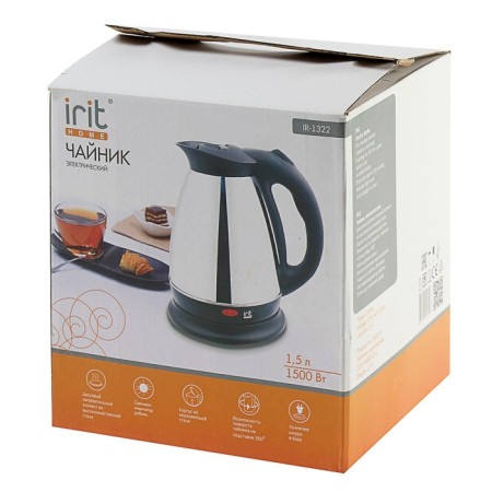 Electric kettle IRIT IR-1322, metal, 1.5 l, 1500 watts, silver-8