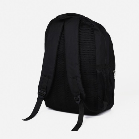 Male backpack on a zipper, 2 parts with a zipper, 5 external pockets, black color-1