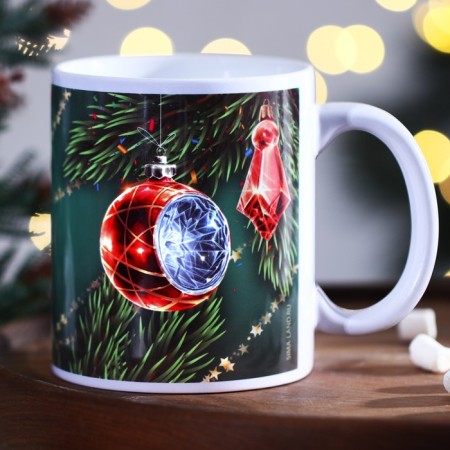 Ceramic mug "New Year's toys", 320 ml, white color-3