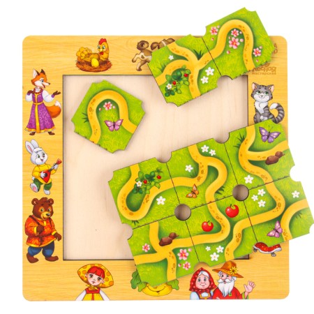 Didactic games and materials of the puzzle "Make a track", Russian folk tales-4