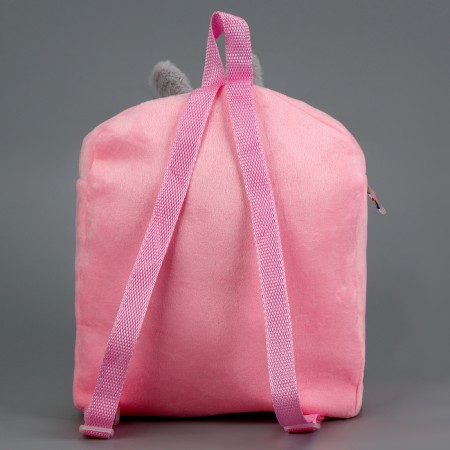 Baby plush backpack for the girl "Bunny", pink color-4