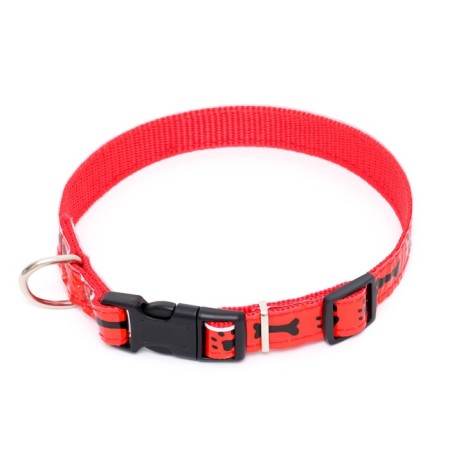 Two -layer collar with reflective coating and bones, 45 x 2 cm, mix of flowers-1