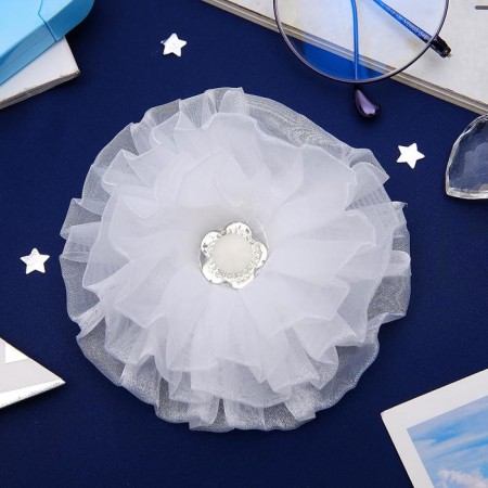 Hair elastic band Bant "Schoolgirl" Wave Flower, D-10 cm, White