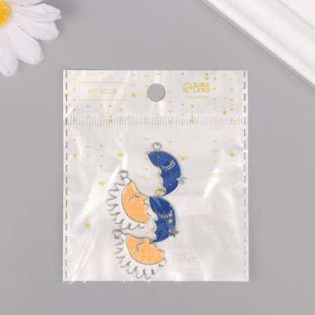 Decor for creativity metal, enamel "sun + month" set 2 pcs 2.9x2.7 cm-4