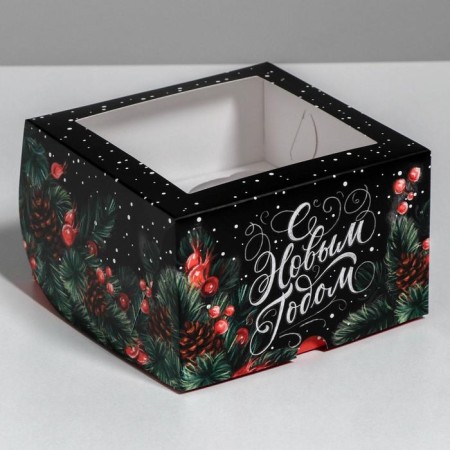 Capcake box "Happy New Year!" 16 x 16 x 10 cm, new year-1