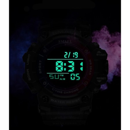Watch is an electronic watch, with an alarm clock, D-5.9 cm, strap L-26 cm, 5 atm, yellow strap-1