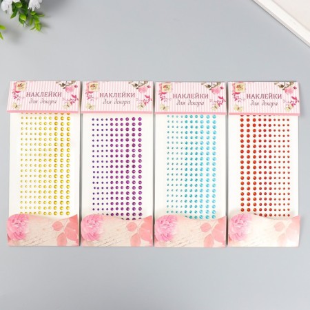 Sticker of rhinestones plastic "Pearls of different sizes" MIX 19x9 cm-1
