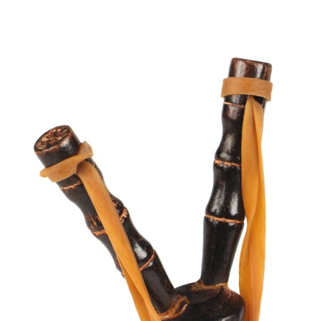 Bamboo slingshot, double rubber tourniquet, wooden, 19x11 cm,-2