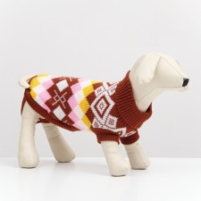 Sweater knitted with ornaments, size XXL (DS 36, OG 38-46, Osh 26-34 cm), Bordeaux