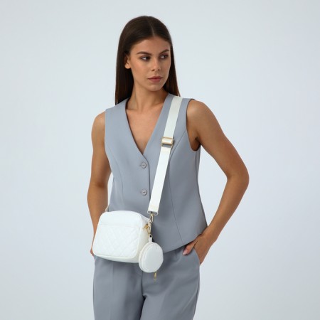 Bag Cross-Bodi with a zipper, white color-1