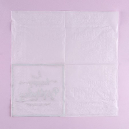 Paper napkins "Happy birthday", 33 × 33 cm, set 12 pieces, silver color-3