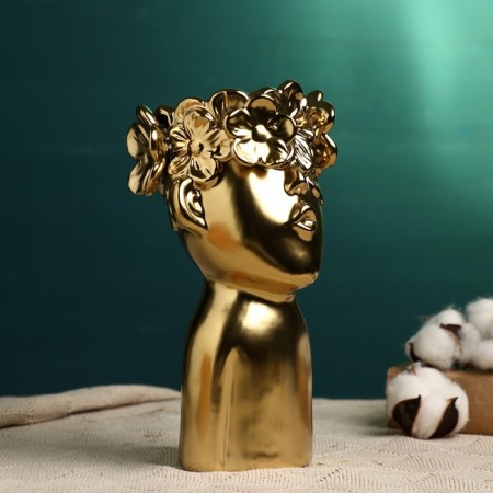 Kashpo - VAZ "Boy with a wreath" Golden, 23x10x12cm-1