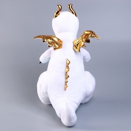 Soft toy "Dragon", with golden wings, 45 cm, white color-5