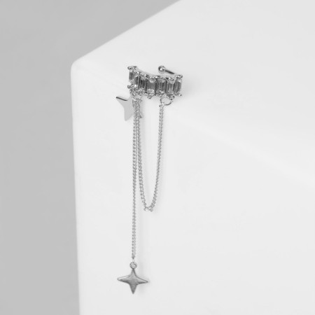 Earr "Kaff" two stars, white color in silver-1