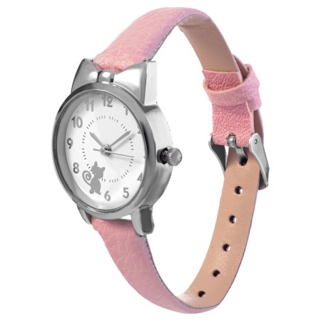 Women's watch "cat", d-2.8 cm, pink strap-2