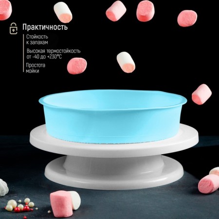Baking uniform “Circle”, silicone, 25 × 5.5 cm, inside d = 23 cm, blue-3
