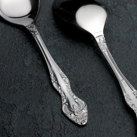 Spoon for salad "Troika", h = 21.5 cm, thickness 2.5 mm, silver color-1