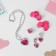 The kit of children's “chosen” 5 items: 2 elastic bands, clips, pendant, ring, raspberry color