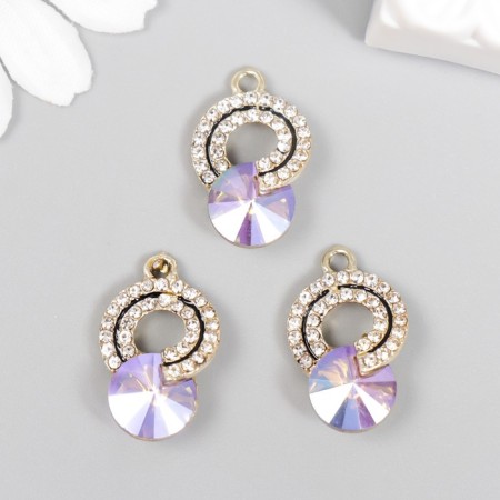 Decor for creativity metal, rhinestones "Double ring with a pebble" 2x1.5 cm-2