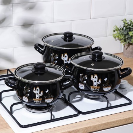 Set of pots "Black cacti", 3 subjects: 2.1 l, 3.1 l, 4 l, induction-3