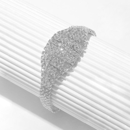 Bracelet with rhinestones "Bright" oval, white color in silver-2