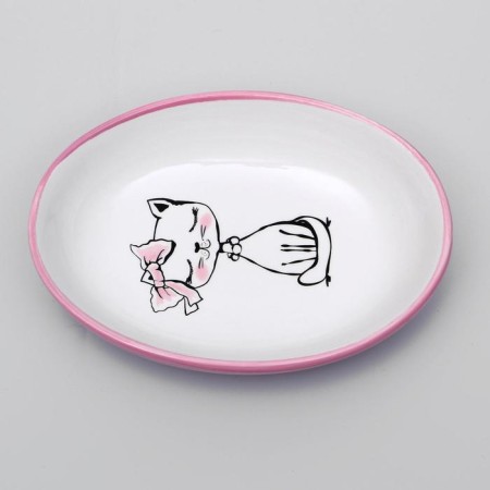 Keramic "cute kisa" saucer 200 ml 15.7 x 11.3 x 3.8 cm, pink-3