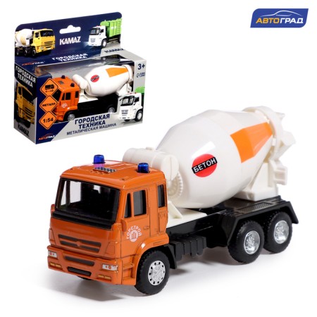 Metal truck "KAMAZ. Concrete mixer ", 1:54, inertial, white color