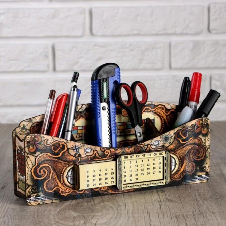 Organizer for office items "Ancient Card", with an eternal calendar-2