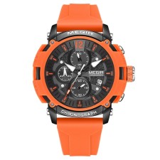 Men's watches, d-5.1 cm, with a chronograph, 3 atm, luminous, orange