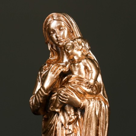 Figure "Virgin Mary with a baby" bronze, gold 25cm-3