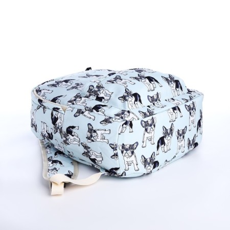 School backpack from textiles on a zipper, 3 pockets, pencil case, blue color-6