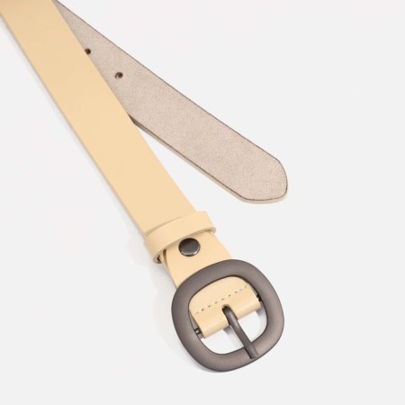 Women's belt, width 2.5 cm, screw, buckle metal, beige color-1