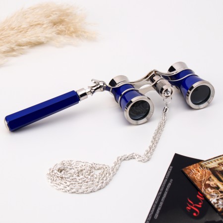 Theater binoculars, telescopic pen, chain, blue-1