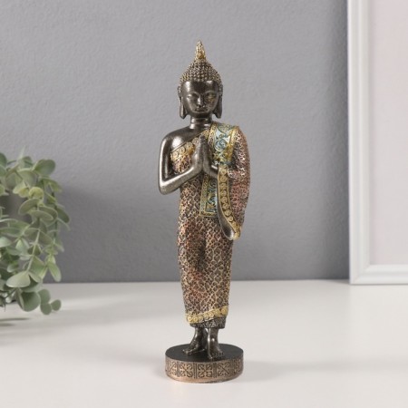 Souvenir Polystone "Buddha - Anjali -Mudra" Gray 6x7x23.5 cm