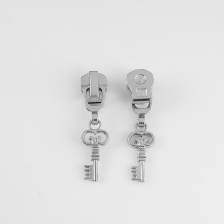 Automatic lock for metal zippers, No. 5, decorative, 10 pcs, Nickel color-2