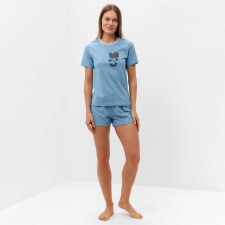 Female home set (T -shirt, shorts), blue color, size 50