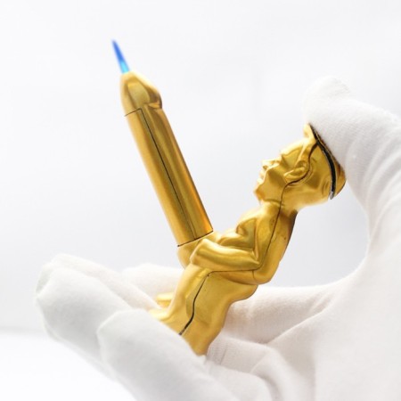 Gas lighter for smoking "Female Happiness", Piezo, 7 x 3.5 cm, gold-1