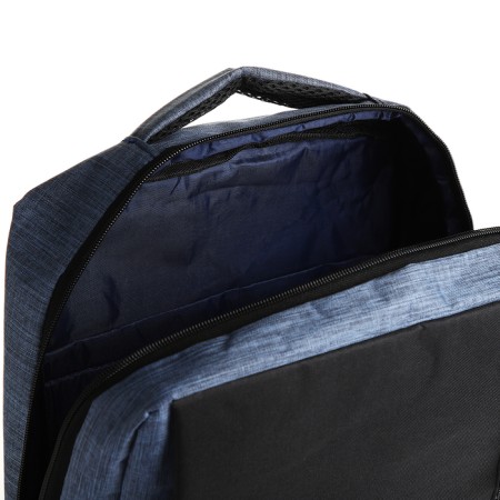 Young youth backpack with a zipper, 2 pockets, with USB, black/blue color-5