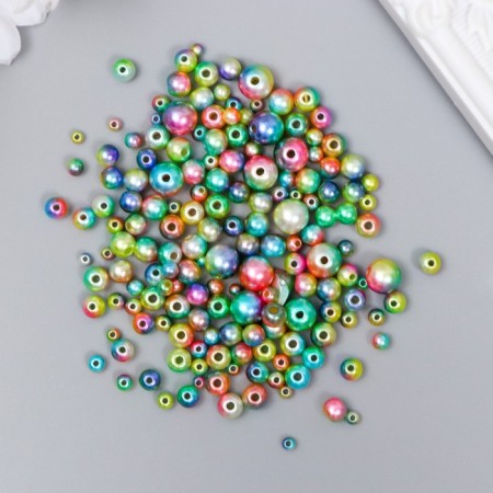 Beads for creativity plastic "Round. Gradient. Rusalka Green Assorted" D = 3-8mm, nr 10gr