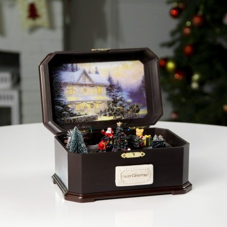 LED figure "Santa Claus by train" 31.5 × 18 × 18 cm, polystone, AAX3 batteries (not in the kit), USB, glow warm white-1